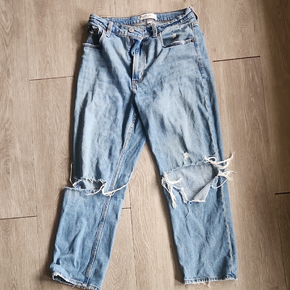 Abercrombie & Fitch Blue Ankle Straight Jeans